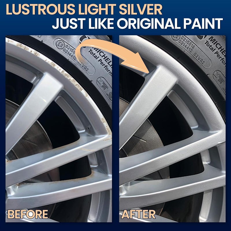 cocomfix Silver Wheel Touch Up Paint, Chrome Rim Paint for Curb Rash, Wheel Scratch Repair Kit for Chrome, Alloy, Aluminum, Enamel, Universal Silver Automotive Touch Up Paint Pen (1 fl oz) - Image 3